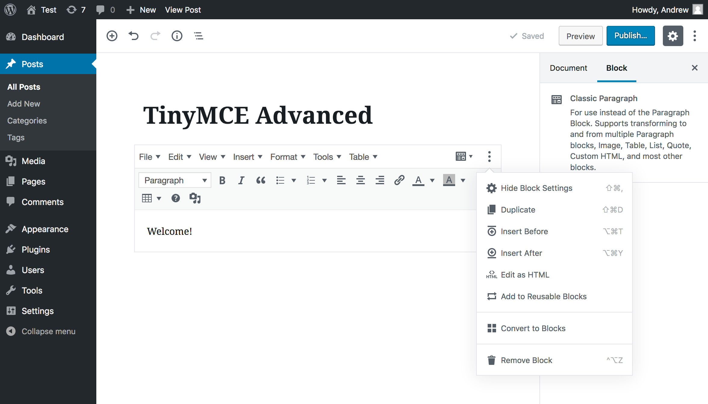 tinymce text editor